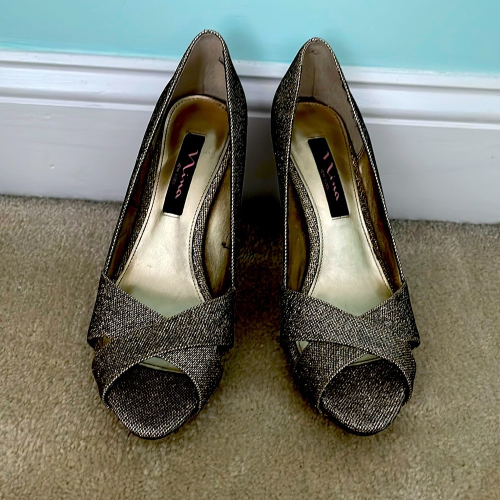 Nina gold sparkly heels